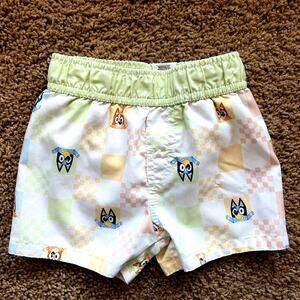 Bluey Bingo Checkerboard Mesh Lined Swim Trunks Shorts Bottoms Baby Infant 18M